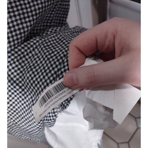 NWT Quince European Linen Scoop Neck Midi Black Gingham Dress Sz L Cottagecore - Picture 10 of 10